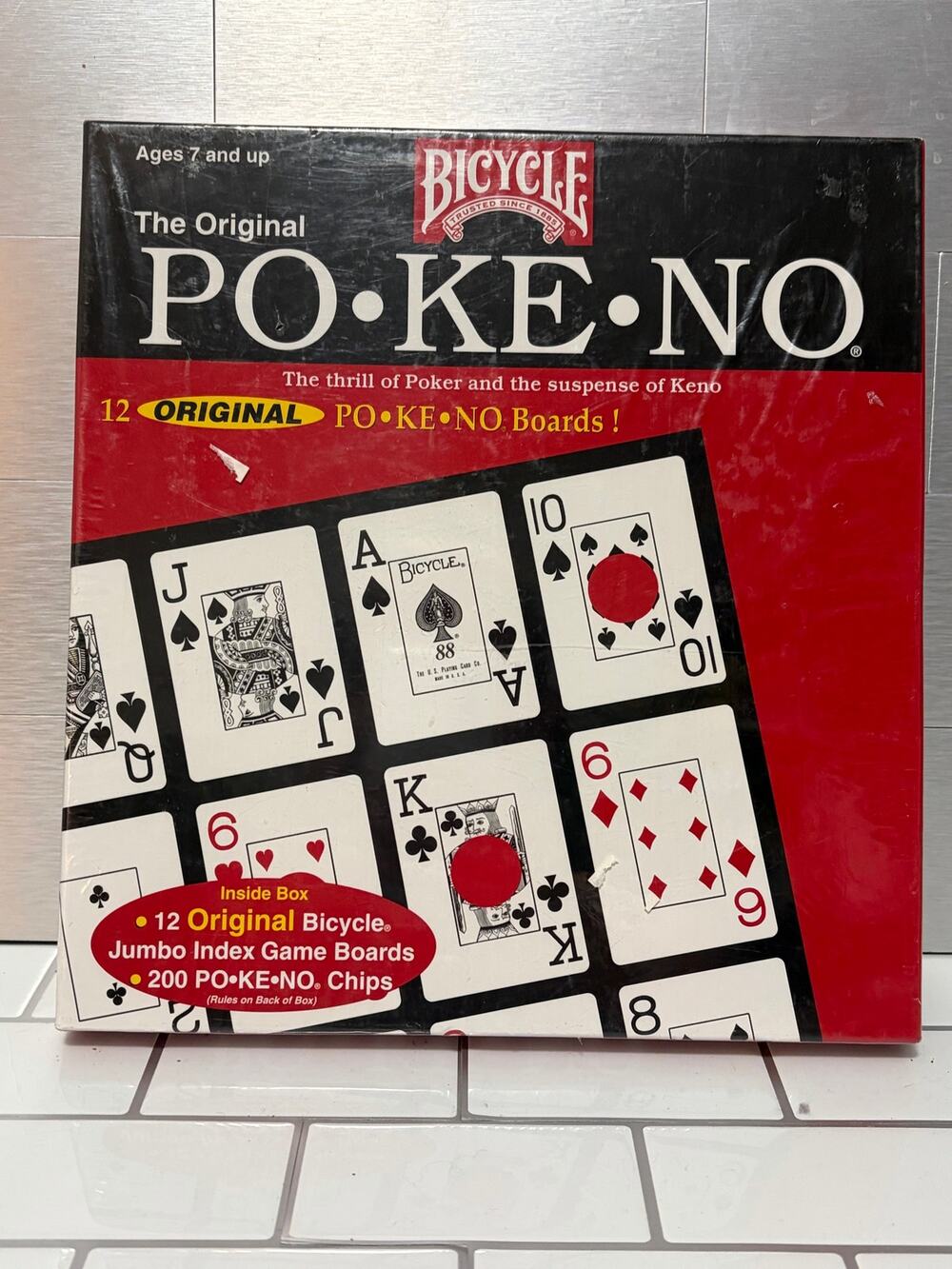 Bicycle The Original Po-Ke-No Board Game New Sealed 12 Boards 200 Chips Poker